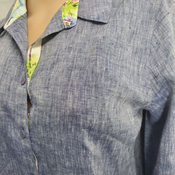 Chico's Women's No Iron 3/4 Sleeve Linen Button Front Vacat Shirt Size 0/US(4/6) - Picture 8 of 15
